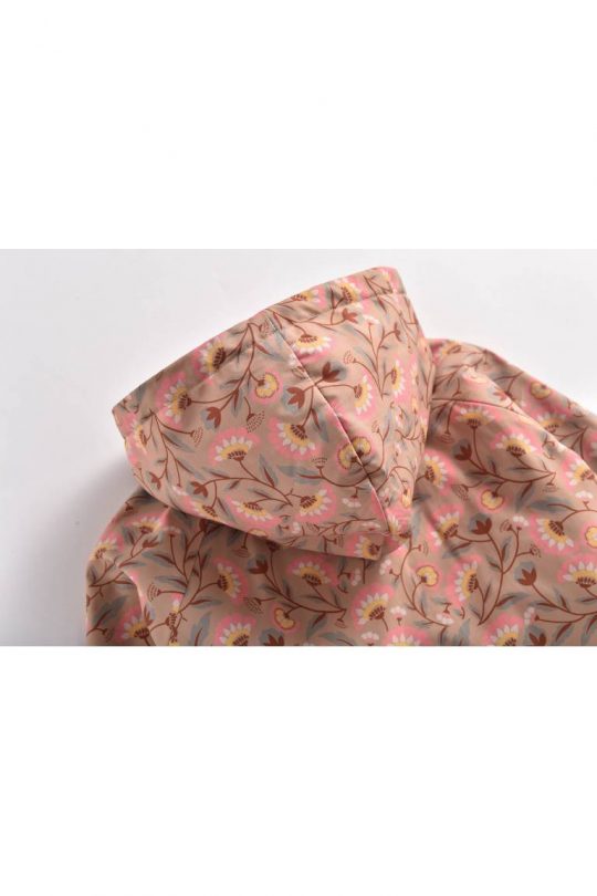 RAINCOAT MARA KHAKI FOLK FLOWERS