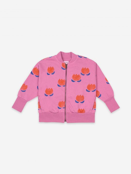 CHOCOLATE FLOWER ALL OVER ZIPPED SWEATSHIRT