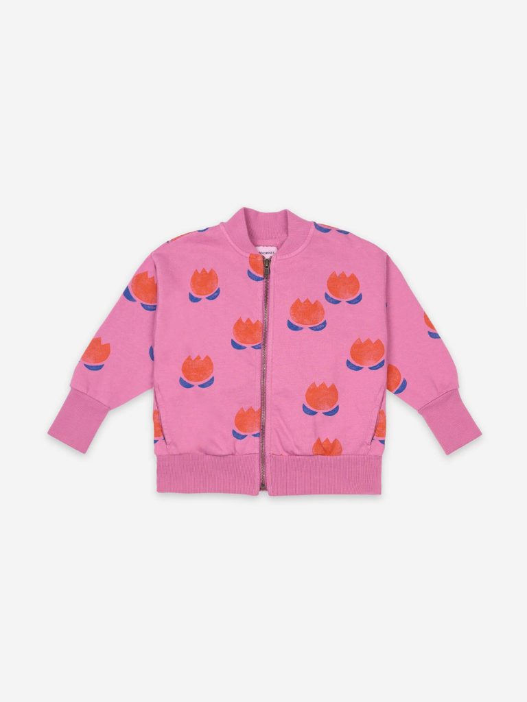 CHOCOLATE FLOWER ALL OVER ZIPPED SWEATSHIRT