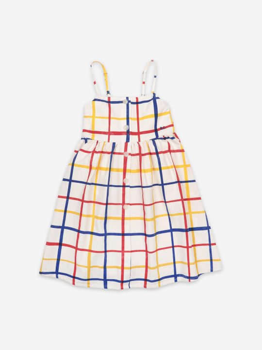 MULTICOLOR CHECKERED WOVEN DRESS