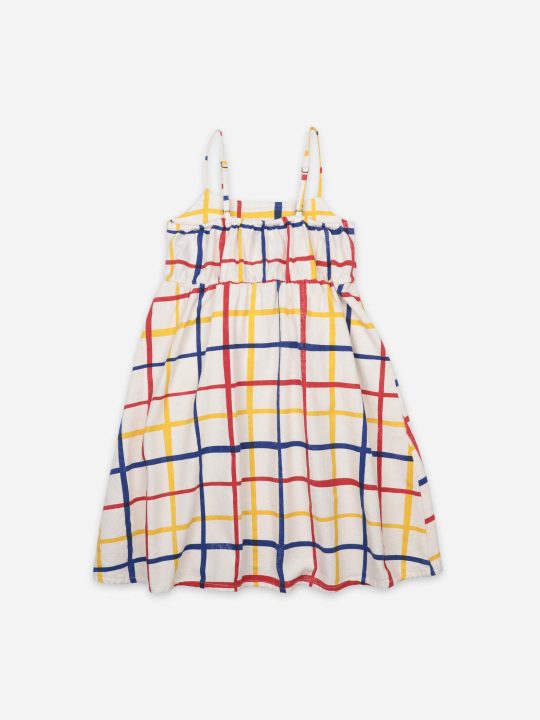 MULTICOLOR CHECKERED WOVEN DRESS