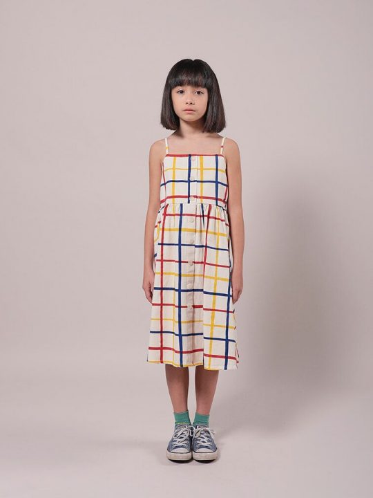 MULTICOLOR CHECKERED WOVEN DRESS