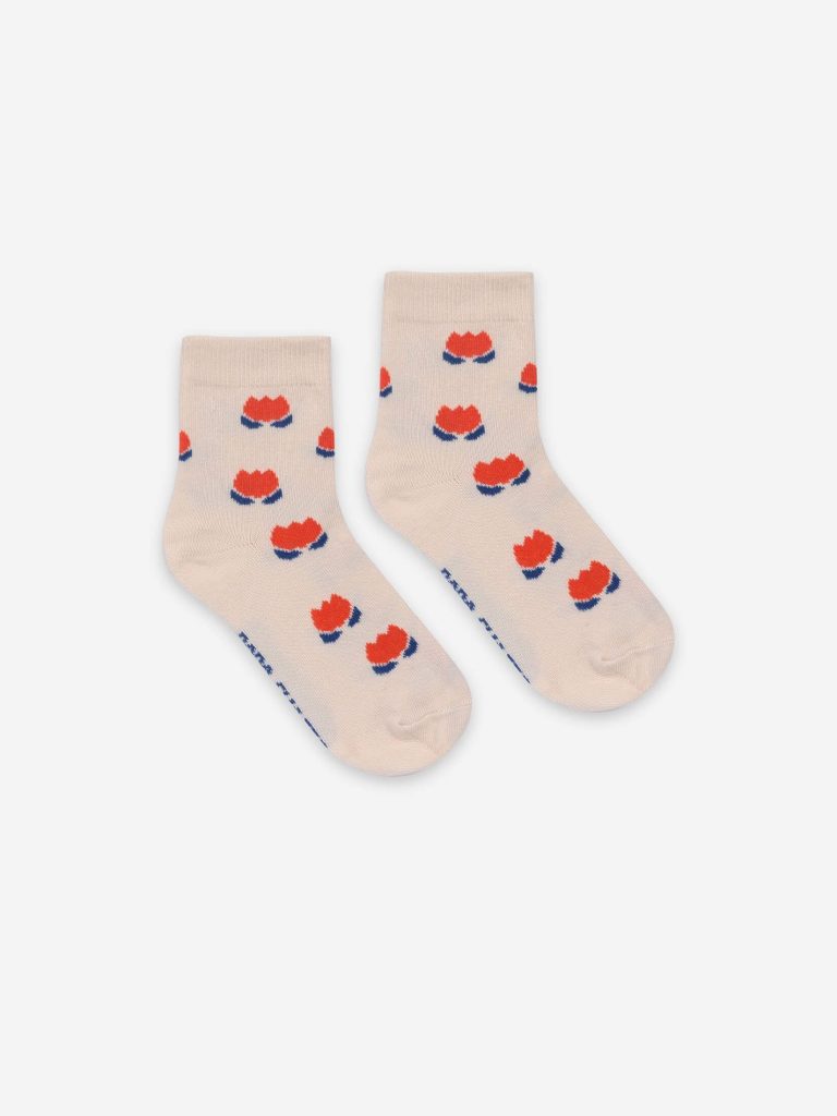 RED CHOCOLATE FLOWERS SHORT SOCKS