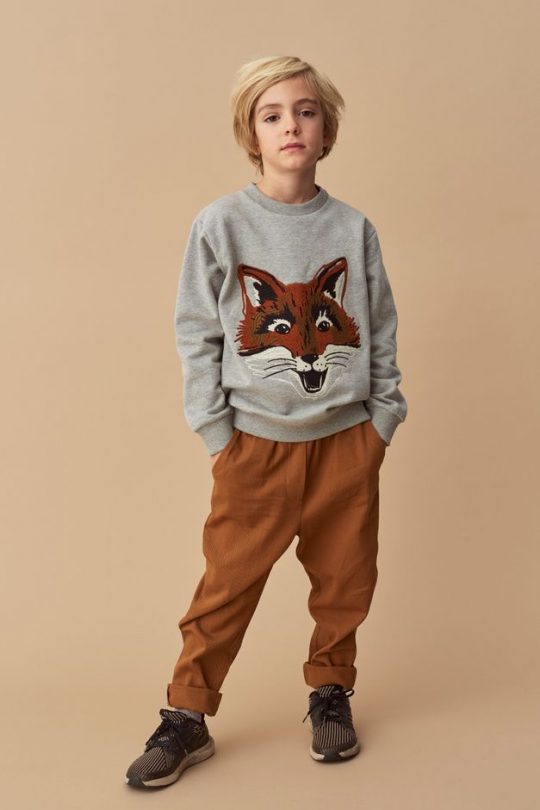 KONAD SWEATSHIRT GREY MELANGE FUZZYFOX EMB