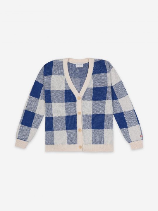 KNITTED GINGHAM CARDIGAN