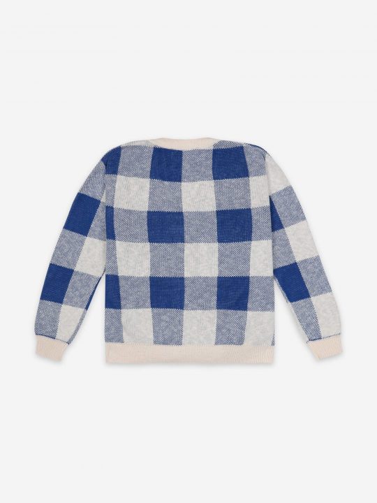 KNITTED GINGHAM CARDIGAN
