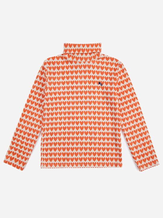 HEARTS ALL OVER TURTLE NECK T-SHIRT