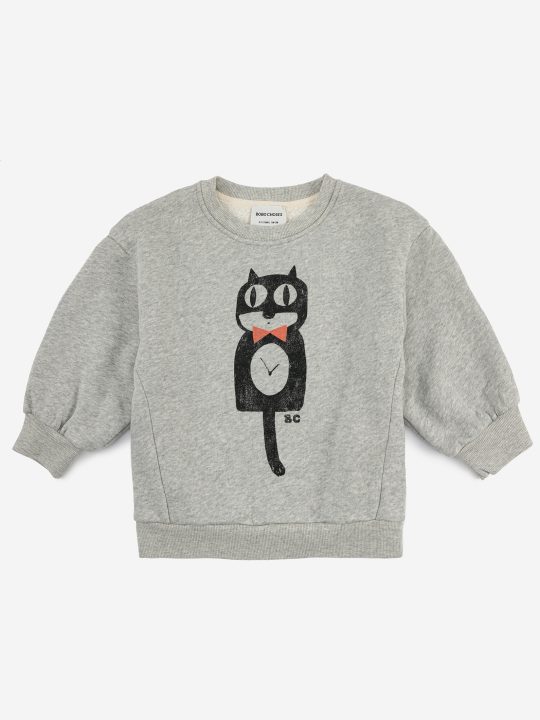 CAT O'CLOCK GREY MELANGE SWEATSHIRT