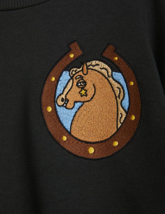HORSES EMB SWEATPANTS BLACK