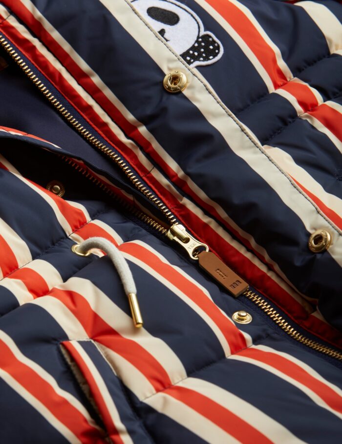 PANDA HOODED PUFFER JACKET NAVY - Image 4