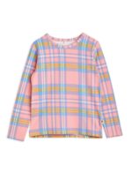 CHECK AOP LS TEE PINK