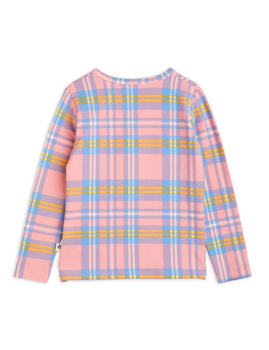 CHECK AOP LS TEE PINK
