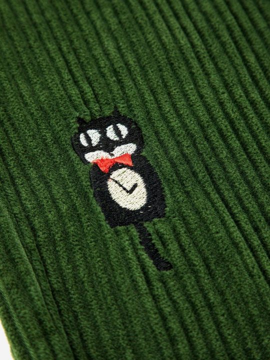 CAT O'CLOCK EMBROIDERY BAGGY TROUSERS