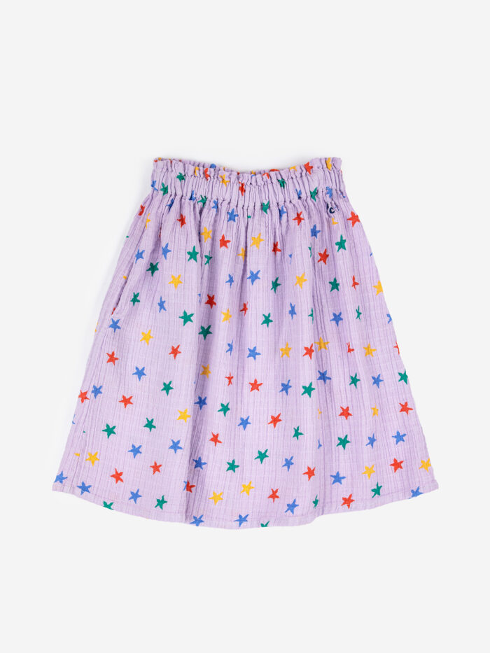 MULTICOLOR STARS ALL OVER WOVEN MIDI SKIRT - Image 1