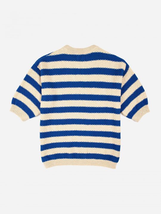 STRIPES SHORT SLEEVE KNITTED SWEATER