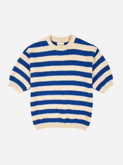 STRIPES SHORT SLEEVE KNITTED SWEATER