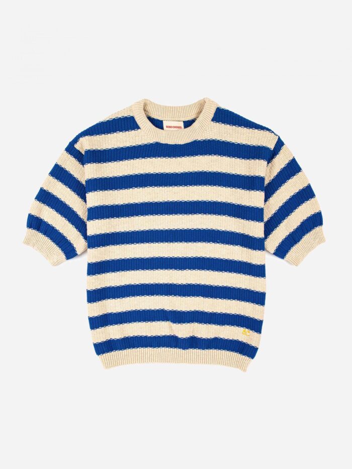 STRIPES SHORT SLEEVE KNITTED SWEATER - Image 1