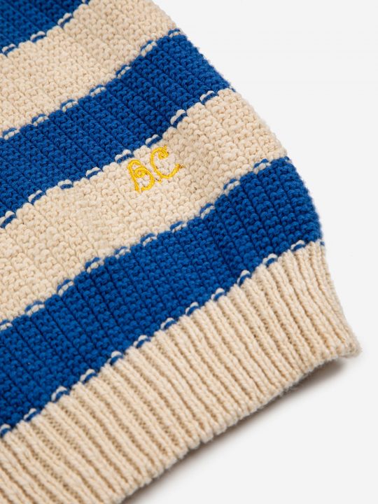 STRIPES SHORT SLEEVE KNITTED SWEATER