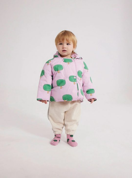 BABY GREEN TREE ALL OVER HOODED ANORAK