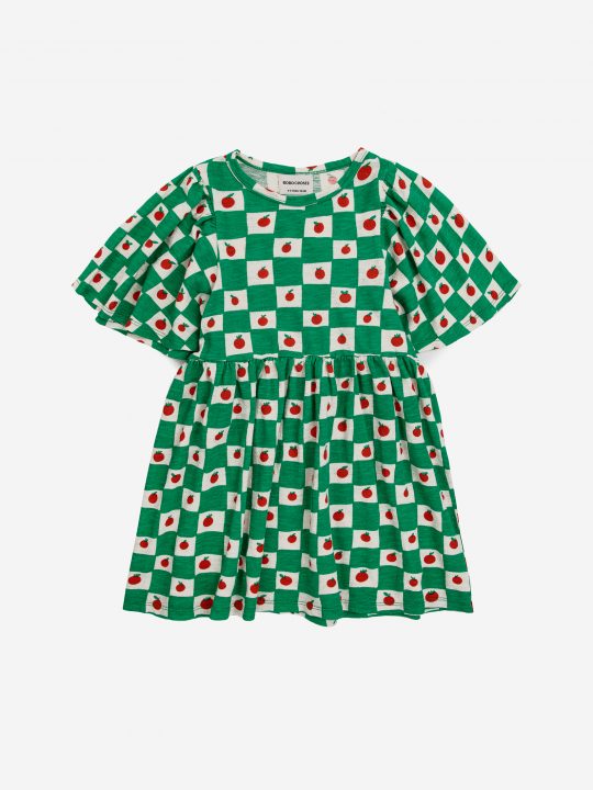 TOMATO ALL OVER RUFFLE SLEEVES DRESS