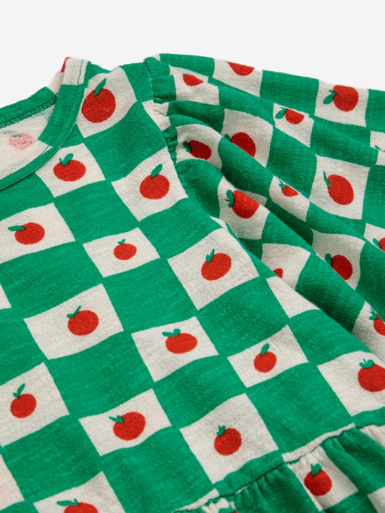 TOMATO ALL OVER RUFFLE SLEEVES DRESS
