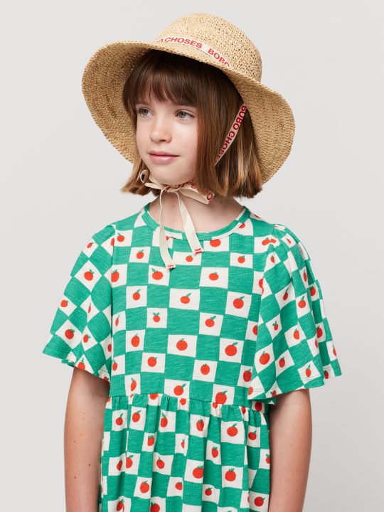 TOMATO ALL OVER RUFFLE SLEEVES DRESS