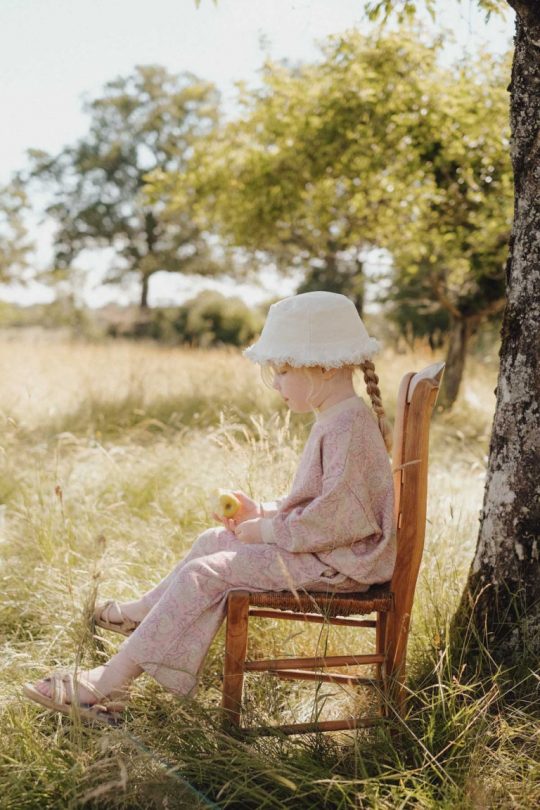 SUN HAT LAJIK PINK DAISY CREAM